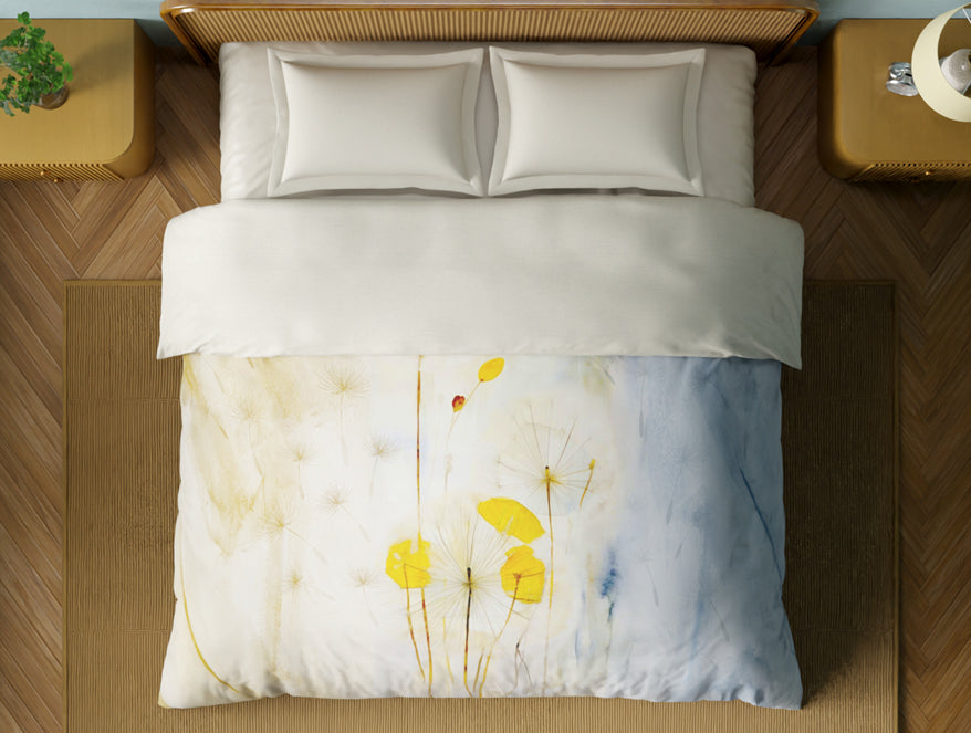 Spaces Organic Cotton Double Quilt, 180 TC, Floral, Light Taupe