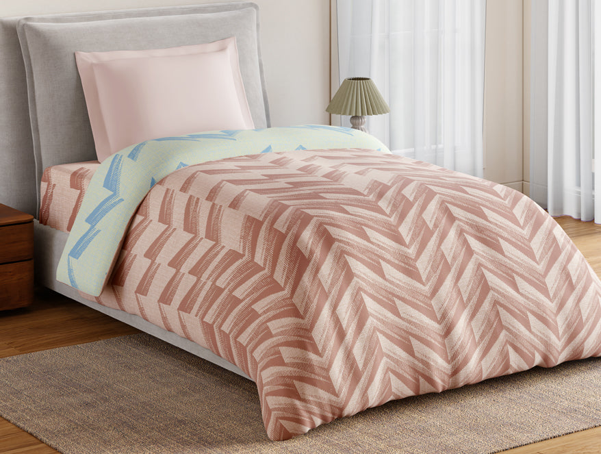 Spaces Essentials 100% Cotton Single Quilt, 144 TC, Geometric, Beige