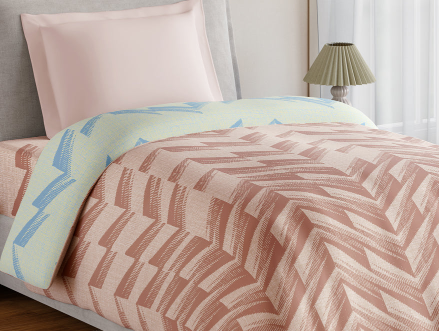 Spaces Essentials 100% Cotton Single Quilt, 144 TC, Geometric, Beige