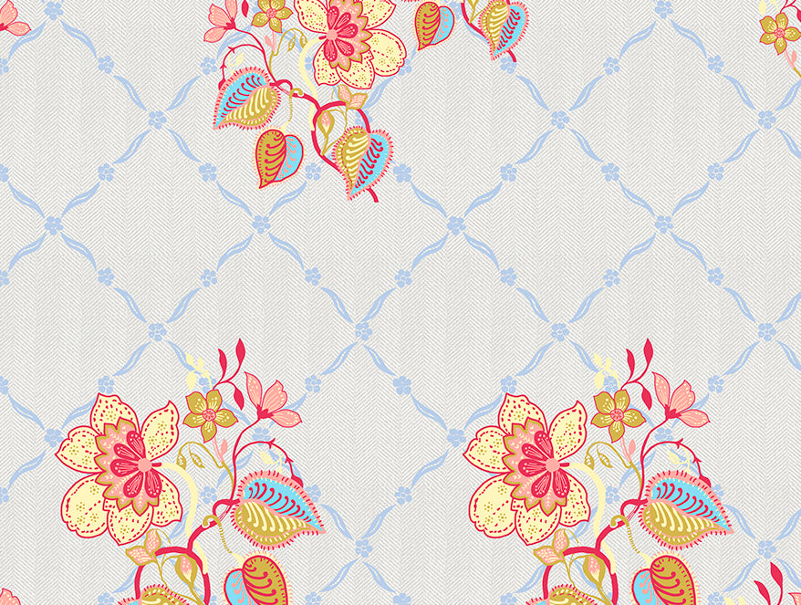 Spaces Essentials 100% Cotton Single Quilt, 144 TC, Floral, Light Grey