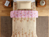 Spaces Essentials 100% Cotton Single Quilt, 144 TC, Floral, Light Taupe