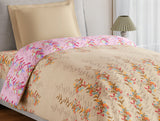Spaces Essentials 100% Cotton Single Quilt, 144 TC, Floral, Light Taupe