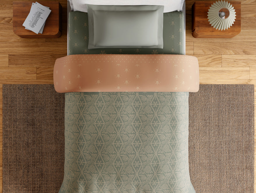 Spaces Essentials 100% Cotton Single Quilt, 144 TC, Ornate, Light Grey