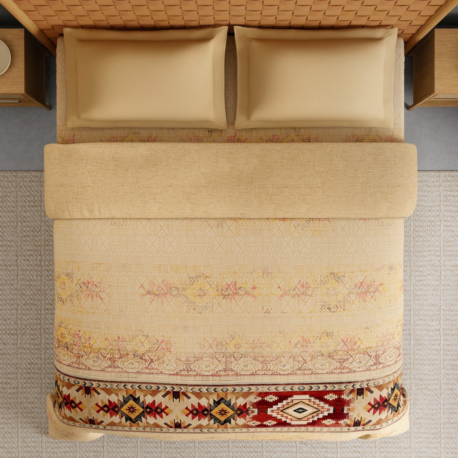 Spaces Innovations Hygro Cotton Double Quilt, 210 TC, Geometric, Light Brown