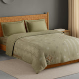 Spaces Innovations Hygro Cotton Double Quilt, 210 TC, Geometric, Green