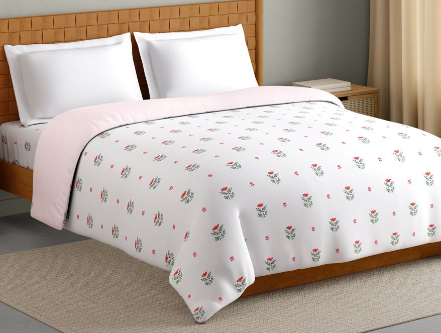 Spaces Innovations Hygro Cotton Double Quilt, 210 TC, Floral, White