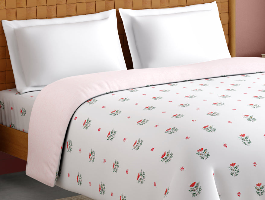 Spaces Innovations Hygro Cotton Double Quilt, 210 TC, Floral, White
