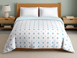 Spaces Innovations Hygro Cotton Double Quilt, 210 TC, Floral, White And Blue