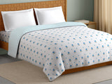 Spaces Innovations Hygro Cotton Double Quilt, 210 TC, Floral, White And Blue