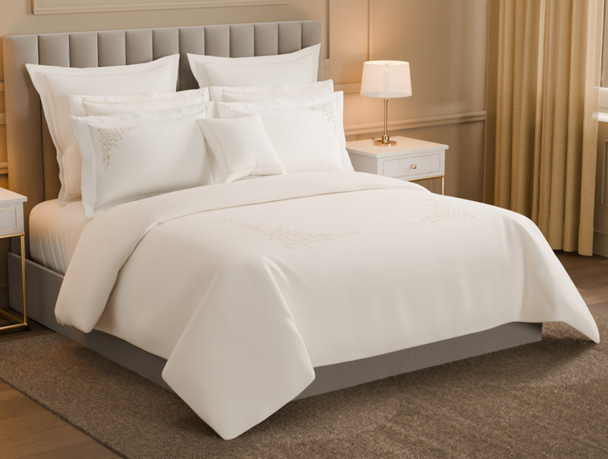 Spaces Luxury Celestia 100% Cotton Double Duvet Cover, 800 TC, Embroidered, White