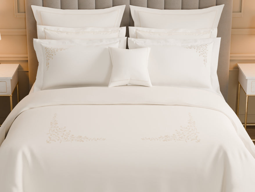 Spaces Luxury Celestia 100% Cotton Double Duvet Cover, 800 TC, Embroidered, White