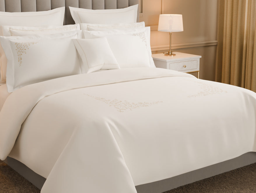 Spaces Luxury Celestia 100% Cotton Double Duvet Cover, 800 TC, Embroidered, White