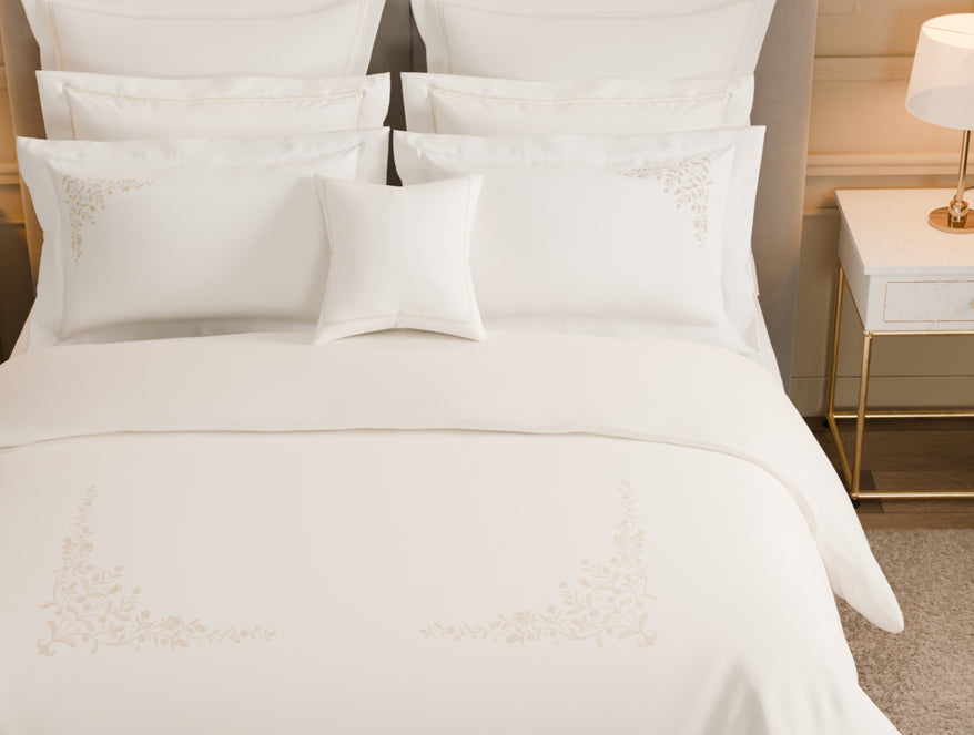 Spaces Luxury Celestia 100% Cotton Double Duvet Cover, 800 TC, Embroidered, White