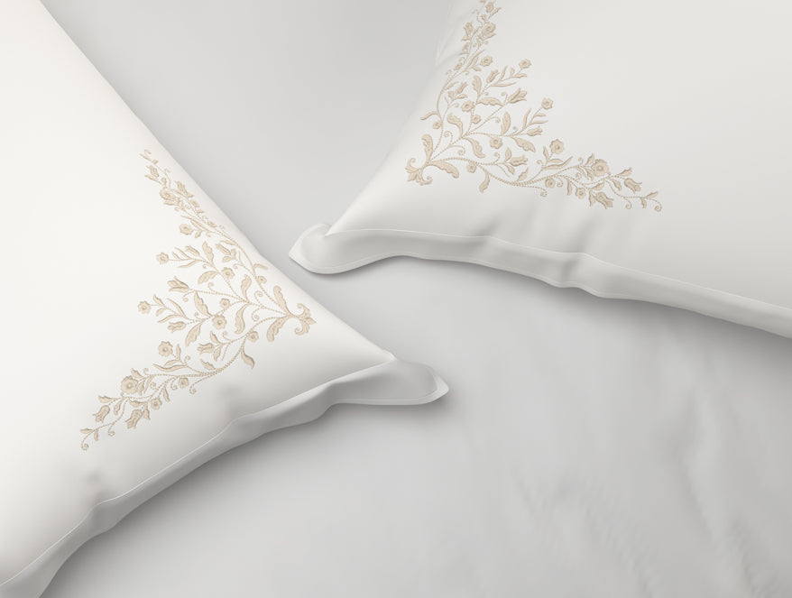 Spaces Luxury Celestia 100% Cotton Double Duvet Cover, 800 TC, Embroidered, White