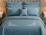 Spaces Luxury Celestia 100% Cotton Double Duvet Cover, 800 TC, Embroidered, Dark Blue
