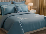 Spaces Luxury Celestia 100% Cotton Double Duvet Cover, 800 TC, Embroidered, Dark Blue