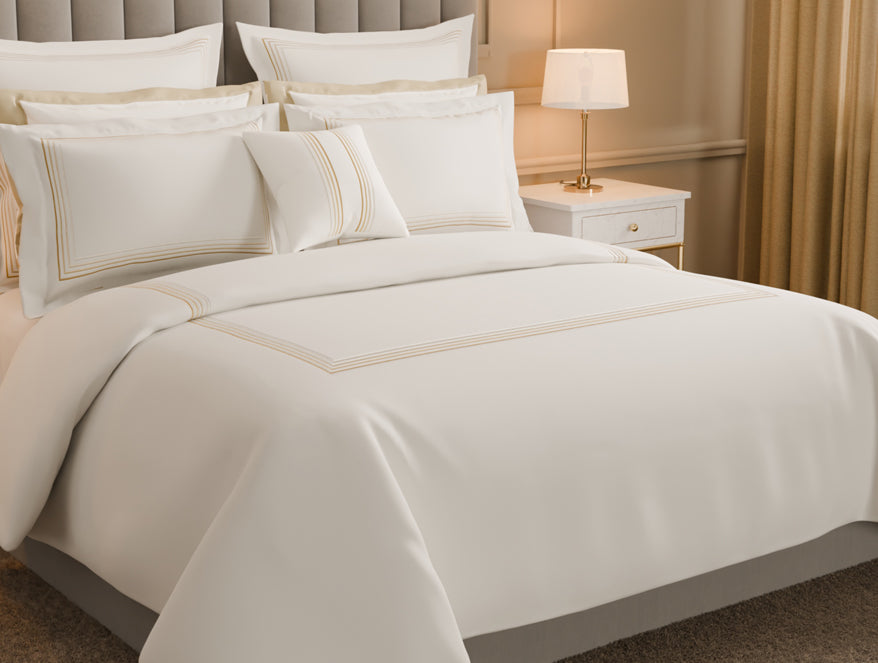 Spaces Luxury Aurora 100% Cotton Double Duvet Cover, 800 TC, Embroidered, Cream