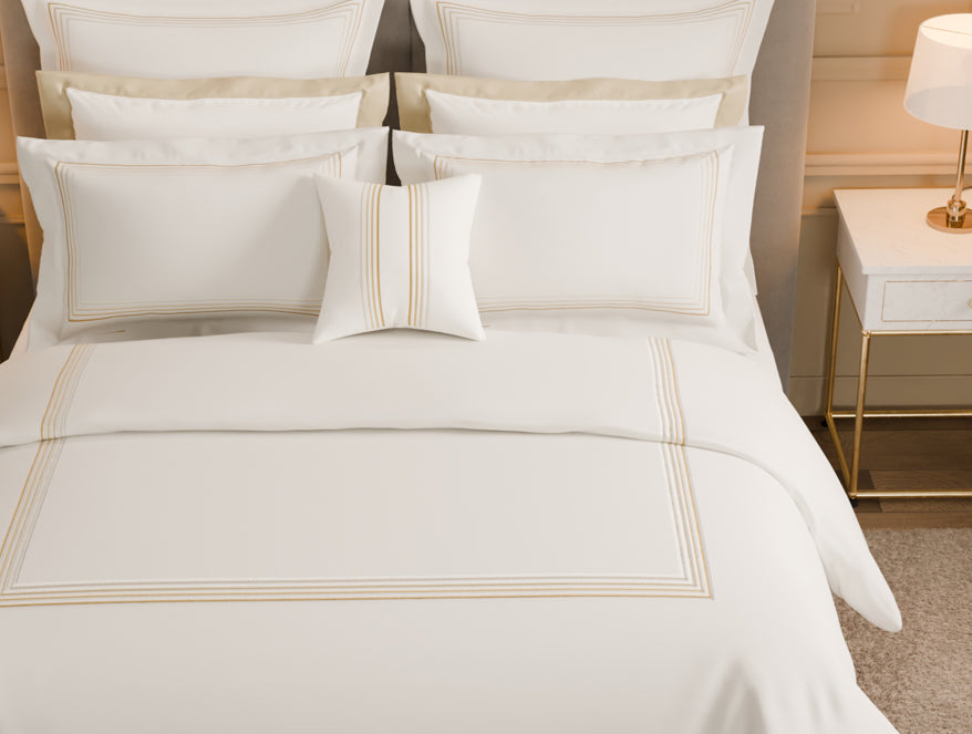 Spaces Luxury Aurora 100% Cotton Double Duvet Cover, 800 TC, Embroidered, Cream