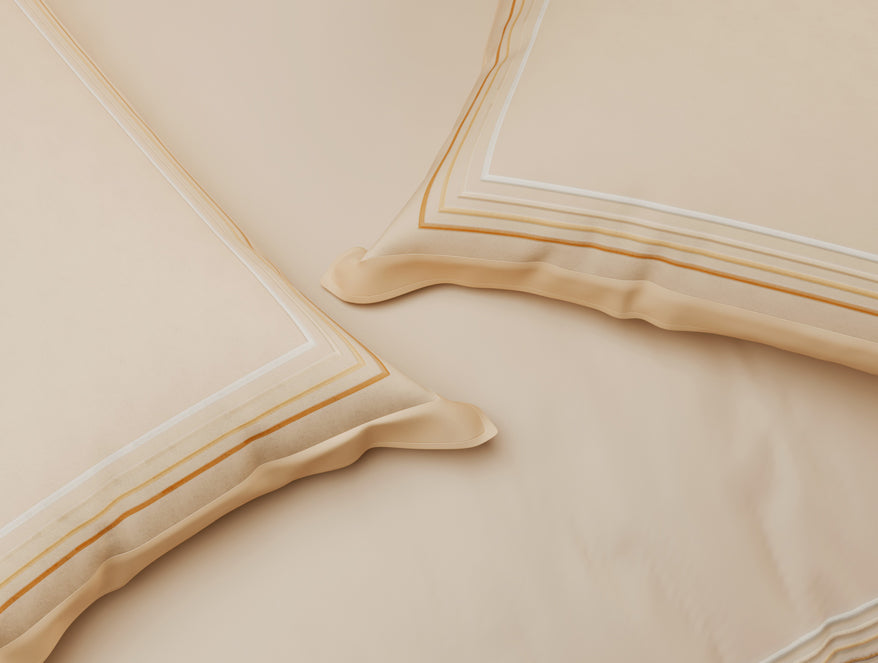Spaces Luxury Aurora 100% Cotton Double Duvet Cover, 800 TC, Embroidered, Beige