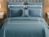 Spaces Luxury Aurora 100% Cotton Double Duvet Cover, 800 TC, Embroidered, Dark Blue