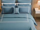 Spaces Luxury Aurora 100% Cotton Double Duvet Cover, 800 TC, Embroidered, Dark Blue