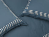 Spaces Luxury Aurora 100% Cotton Double Duvet Cover, 800 TC, Embroidered, Dark Blue