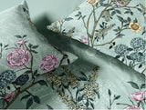 Spaces Natures Abode 100% Cotton 180 TC Percale Floral Premium Large Bedsheet with 4 Pillow Covers, Light Aqua