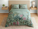 Spaces Natures Abode 100% Cotton 180 TC Percale Floral Premium Large Bedsheet with 4 Pillow Covers, Light Aqua