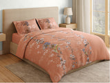 Spaces Natures Abode 100% Cotton 180 TC Percale Floral Premium Large Bedsheet with 4 Pillow Covers, Peach