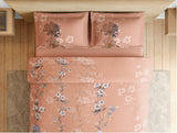 Spaces Natures Abode 100% Cotton 180 TC Percale Floral Premium Large Bedsheet with 4 Pillow Covers, Peach