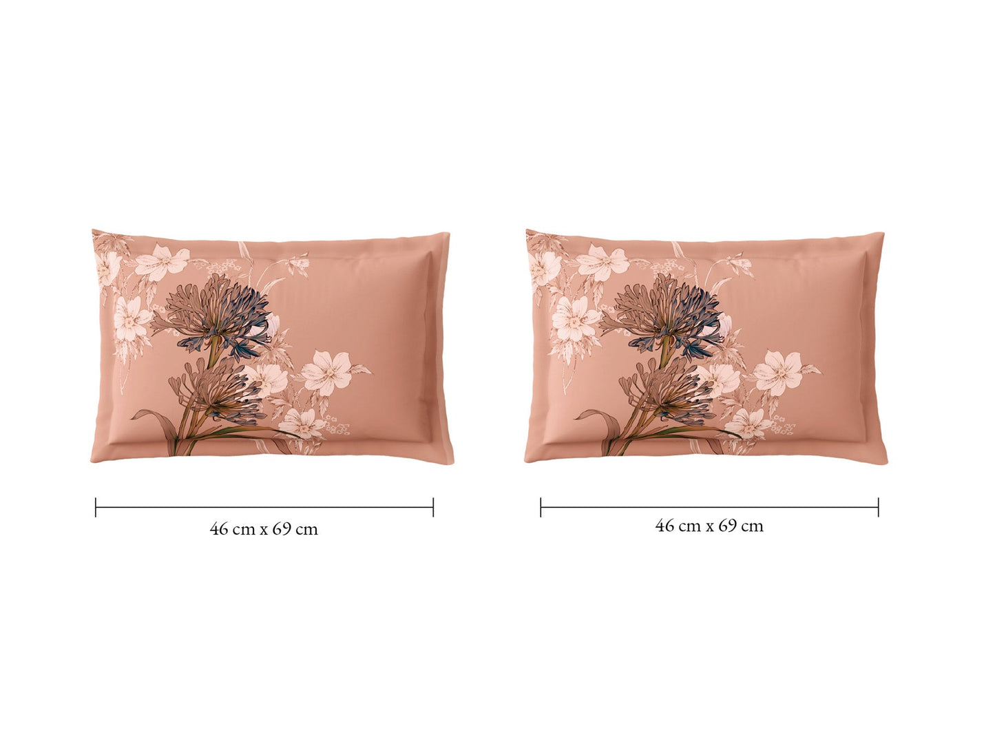Spaces Natures Abode 100% Cotton 180 TC Percale Floral Premium Large Bedsheet with 4 Pillow Covers, Peach