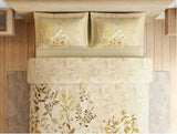 Spaces Natures Abode 100% Cotton 180 TC Percale Floral Premium Large Bedsheet with 4 Pillow Covers, Light Yellow