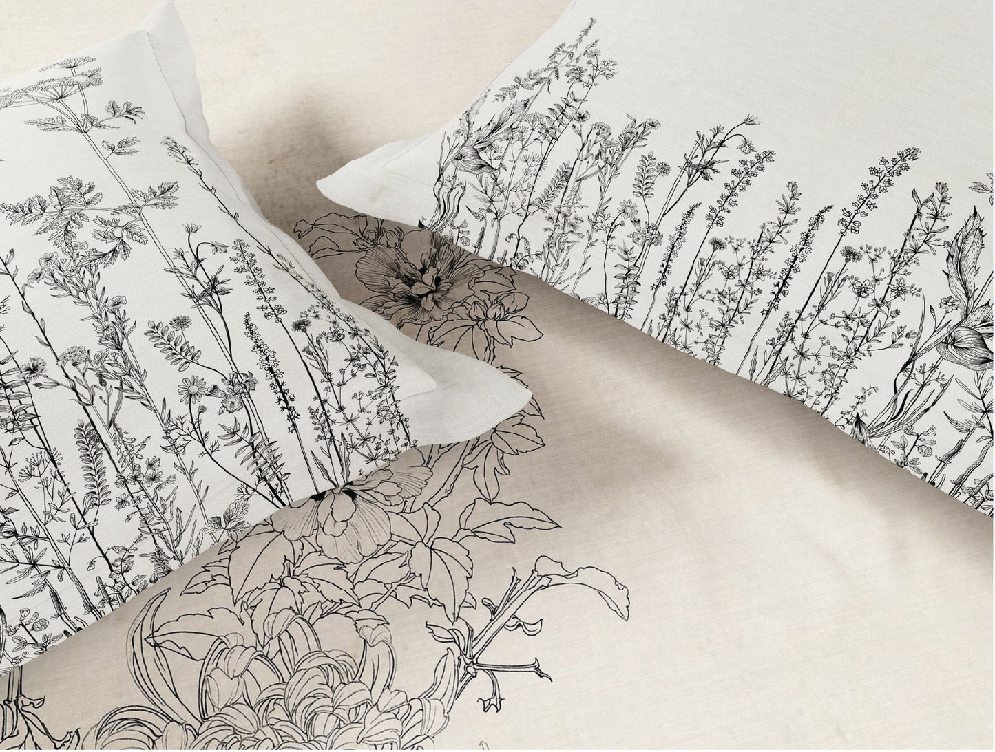 Spaces Natures Abode 100% Cotton 180 TC Percale Floral Premium Large Bedsheet with 4 Pillow Covers, Cream