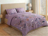 Spaces Natures Abode 100% Cotton 180 TC Percale Floral Permium Large Bedsheet with 4 Pillow Covers, Light Violet