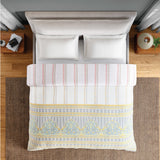 Spaces Flora 100% Cotton 144 TC Percale ornate Double Blanket Quilt, Light Grey