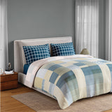 Spaces Fiora 100% Cotton 144 TC Percale Geometric Premium Bedding Set,Blue
