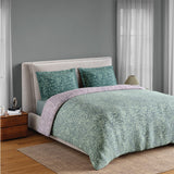 Spaces Fiora 100% Cotton 144 TC Percale Floral Premium Bedding Set, Light Blue
