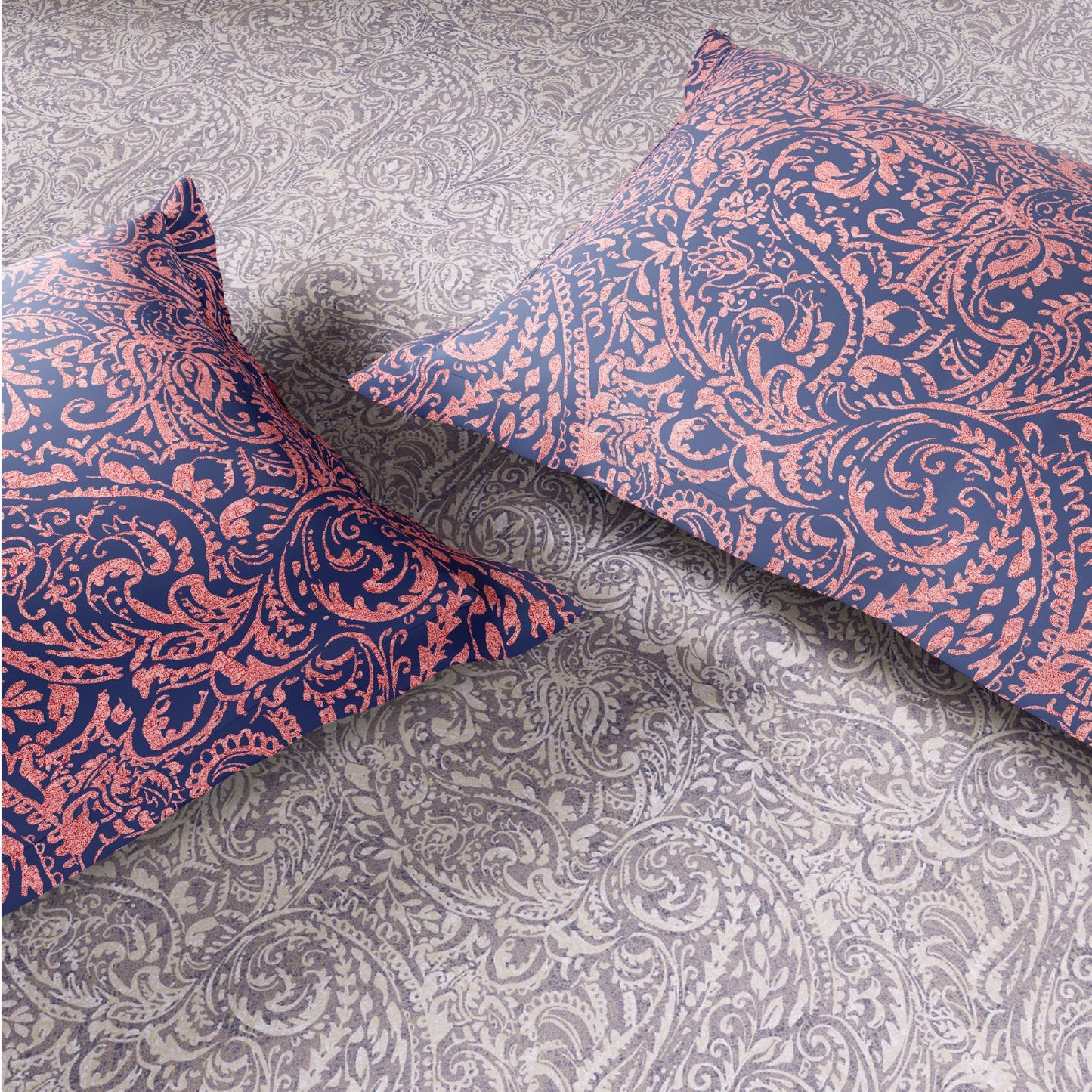 Spaces Fiora 100% Cotton 144 TC Percale Floral Premium Bedding Set, Light Violet