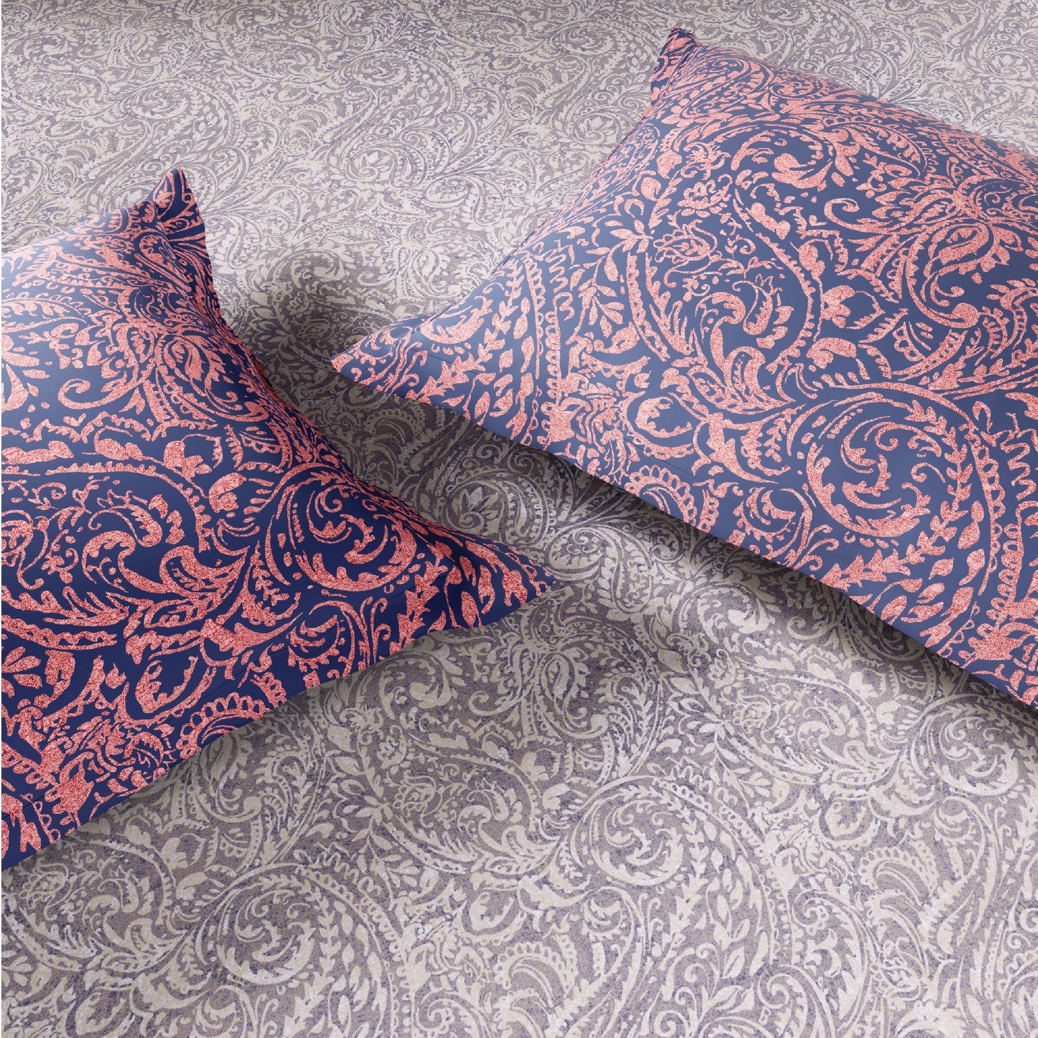 Spaces Fiora 100% Cotton 144 TC Percale Floral Premium Bedding Set, Light Violet