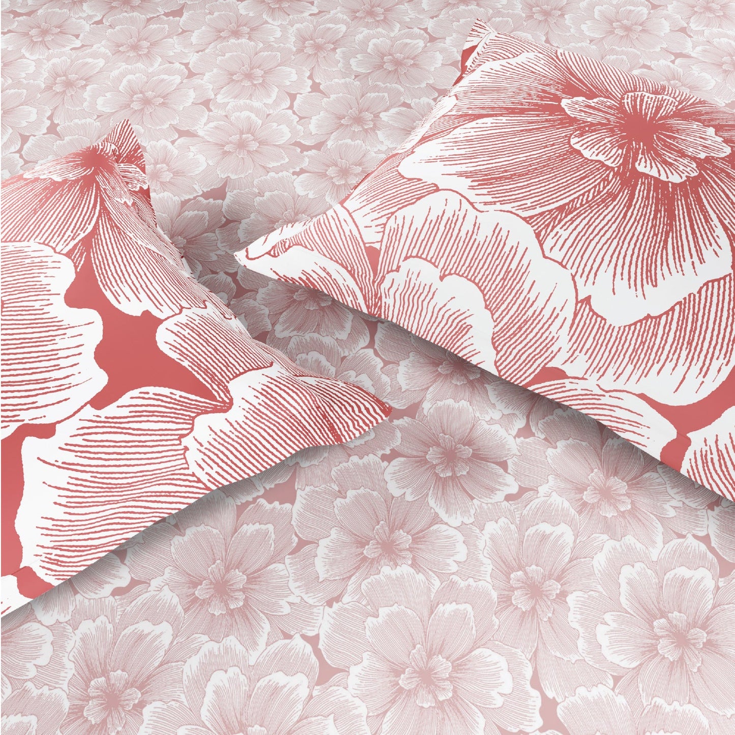 Spaces Fiora 100% Cotton 144 TC Percale Floral Premium Bedding Set, Blush