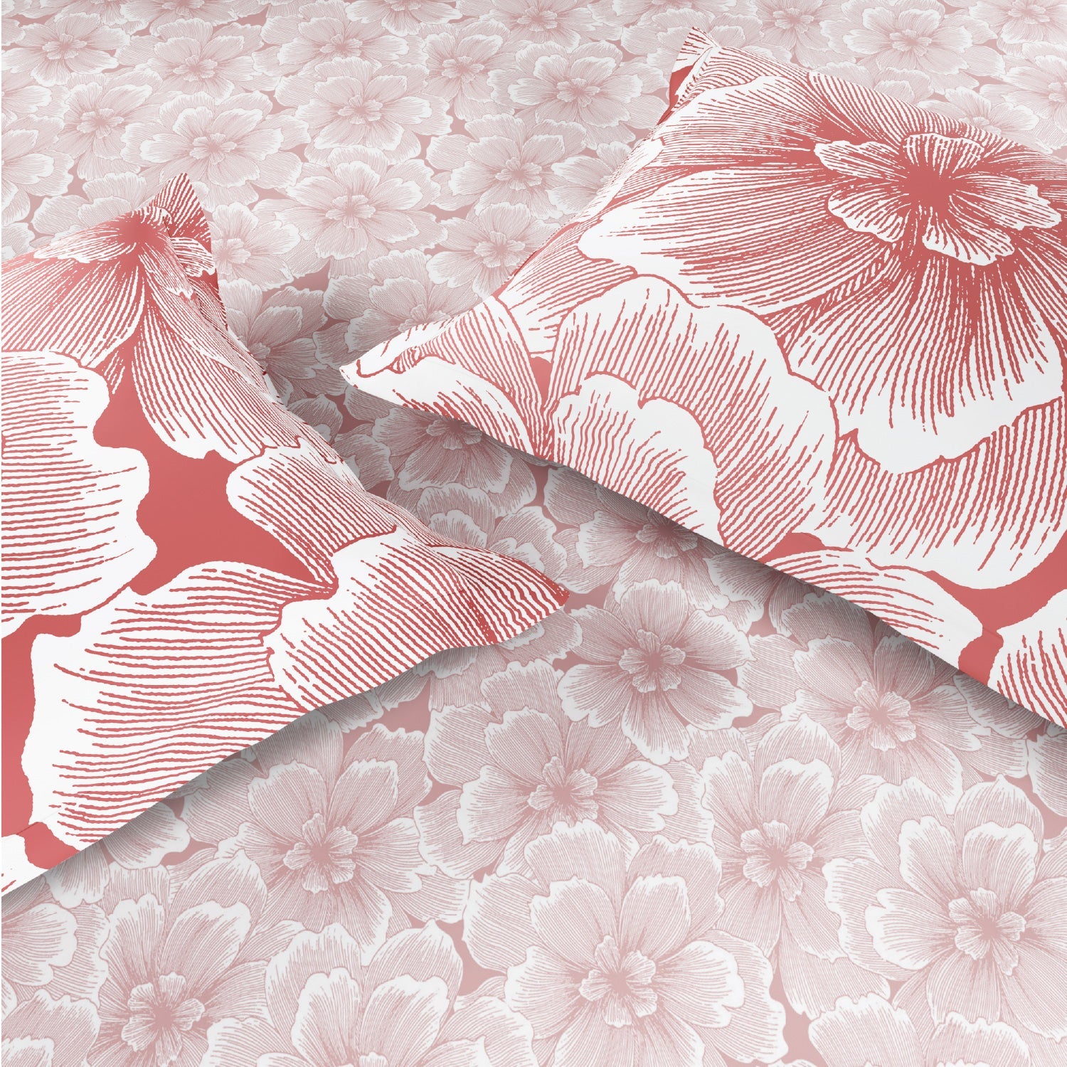 Spaces Fiora 100% Cotton 144 TC Percale Floral Premium Bedding Set, Blush