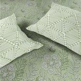 Spaces Fiora 100% Cotton 144 TC Percale Floral Premium Bedding Set, Light Green