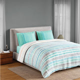 Spaces Fiora 100% Cotton 144 TC Percale Geometric Premium Bedding Set, Aqua