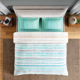 Spaces Fiora 100% Cotton 144 TC Percale Geometric Premium Bedding Set, Aqua