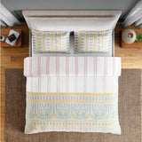 Spaces Fiora 100% Cotton 144 TC Percale Ornate Premium Bedding Set, Light Grey