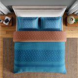 Spaces Fiora 100% Cotton 144 TC Percale Ornate Premium Bedding Set, Blue