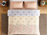 Spaces Fiora 100% Cotton 144 TC Percale Ornate Permium Double Duvet Cover, Light Yellow