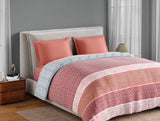 Spaces Fiora 100% Cotton 144 TC Percale Geometric Premium Double Duvet Cover, Dark Red