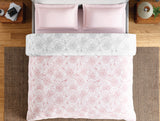 Spaces Fiora 100% Cotton 144 TC Percale Floral Premium Double Duvet Cover, Blush
