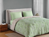 Spaces Fiora 100% Cotton 144 TC Percale Floral Premium Double Duvet Cover, Light Green